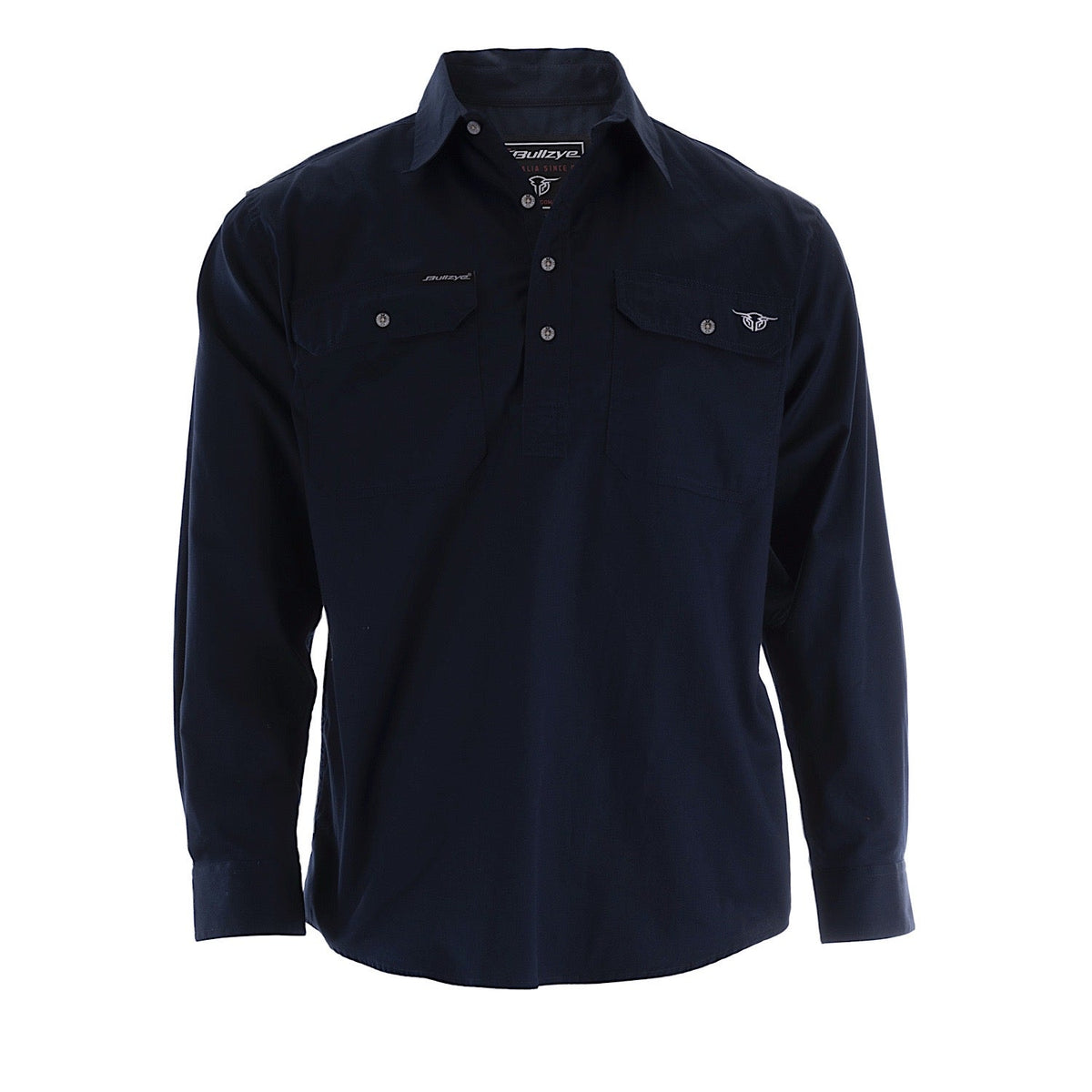 Bullzye Men’s Lightweight Half Placket Shirt - Navy