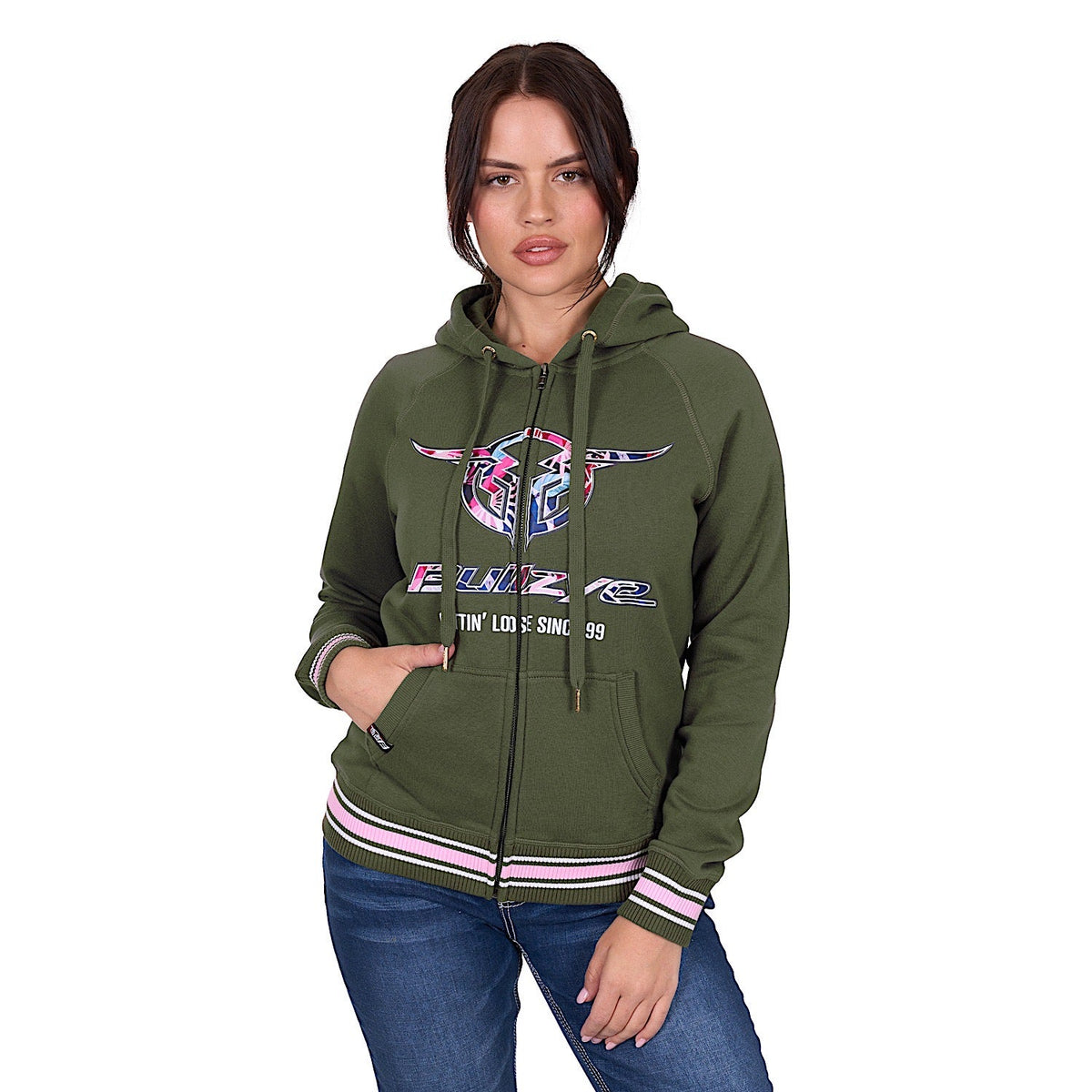 Bullzye Women’s Brooks Zip Up Hoodie - Green