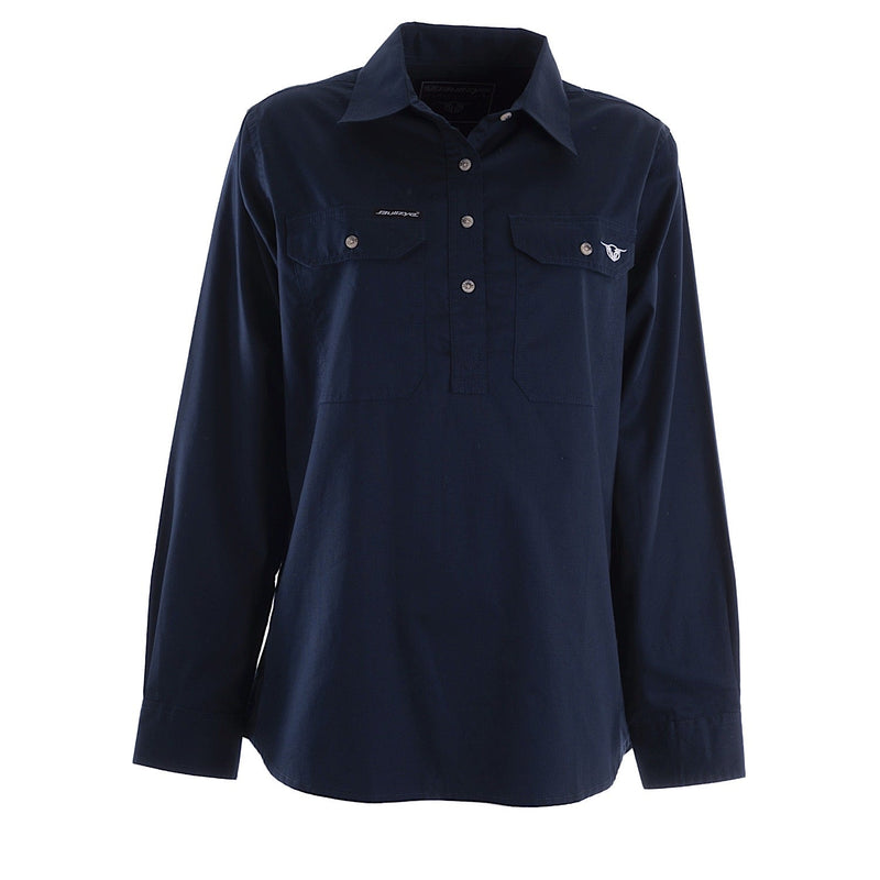 Bullzye Women’s Lightweight Half Placket Shirt Navy