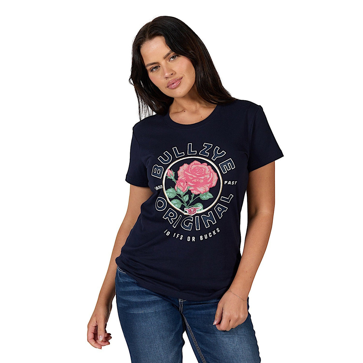 Bullzye Women’s Rose Short Sleeve Tee - Navy