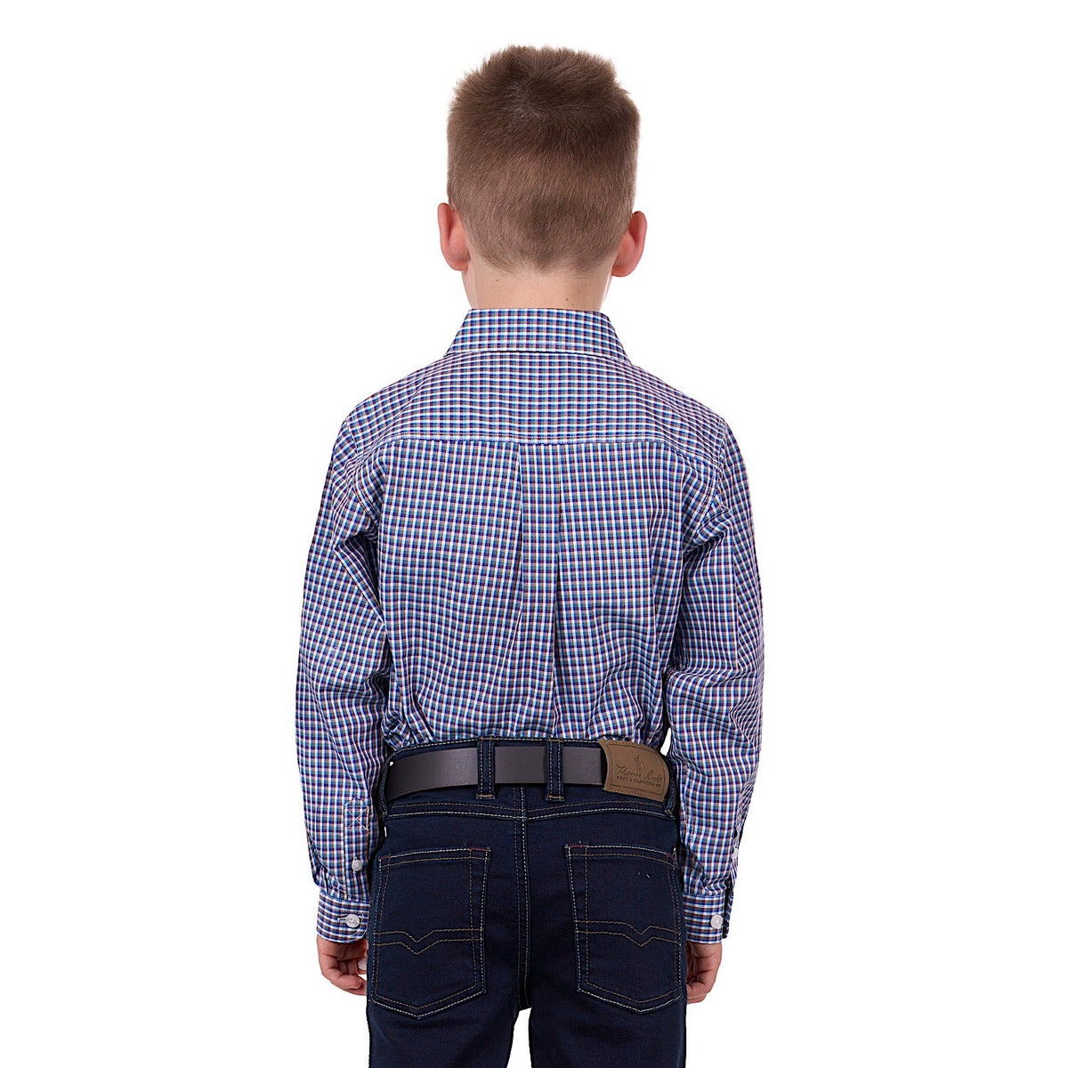 Hard Slog Kid’s Bobbie Half Placket Shirt Navy/Tan