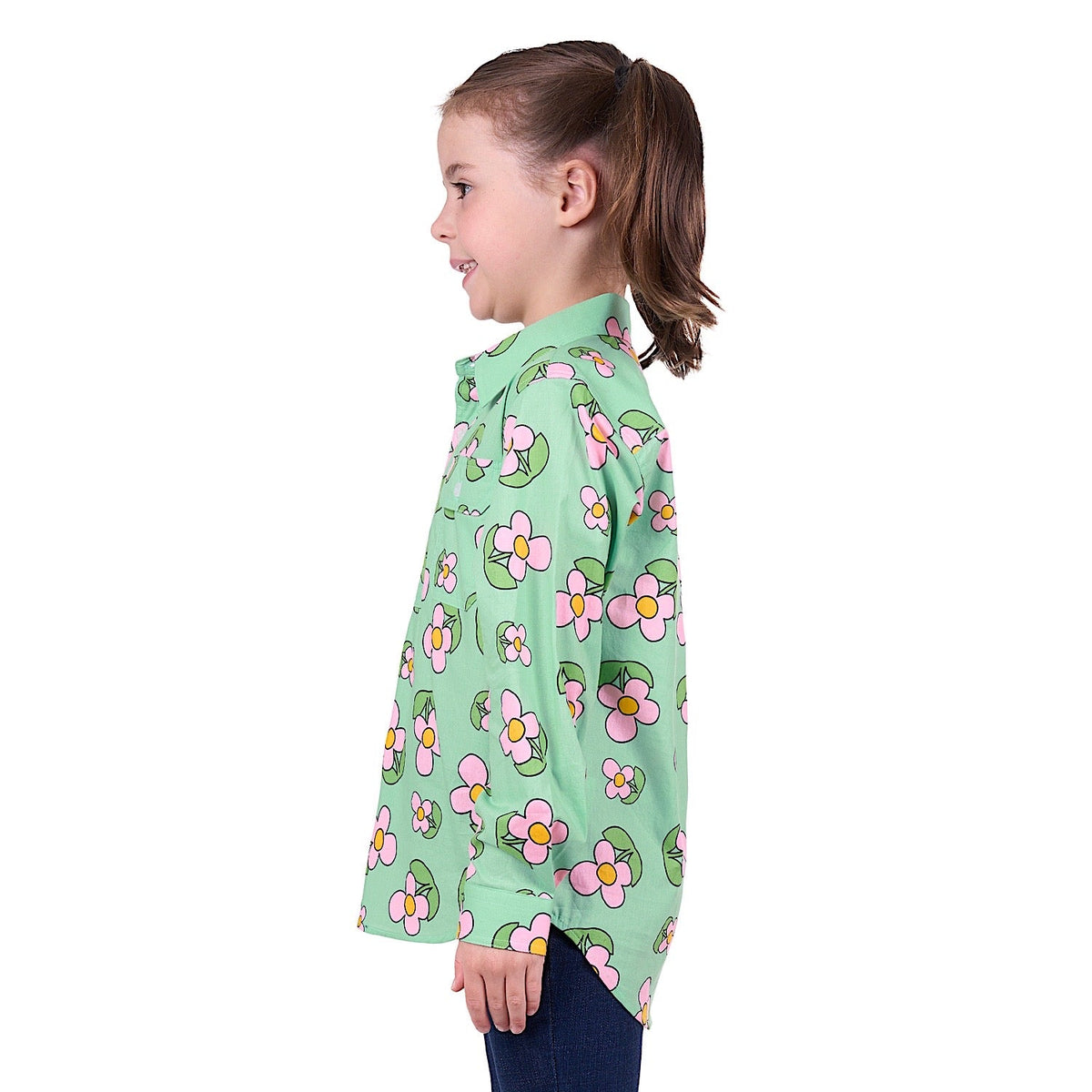 Hard Slog Kid’s Candy Half Placket Shirt Green