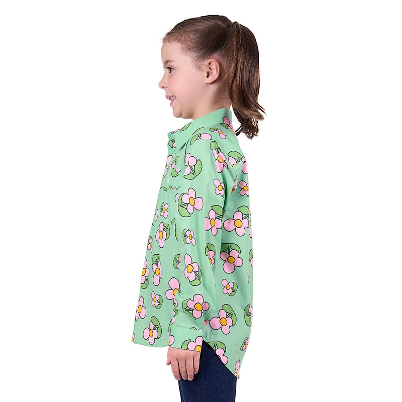 Hard Slog Kid’s Candy Half Placket Shirt Green
