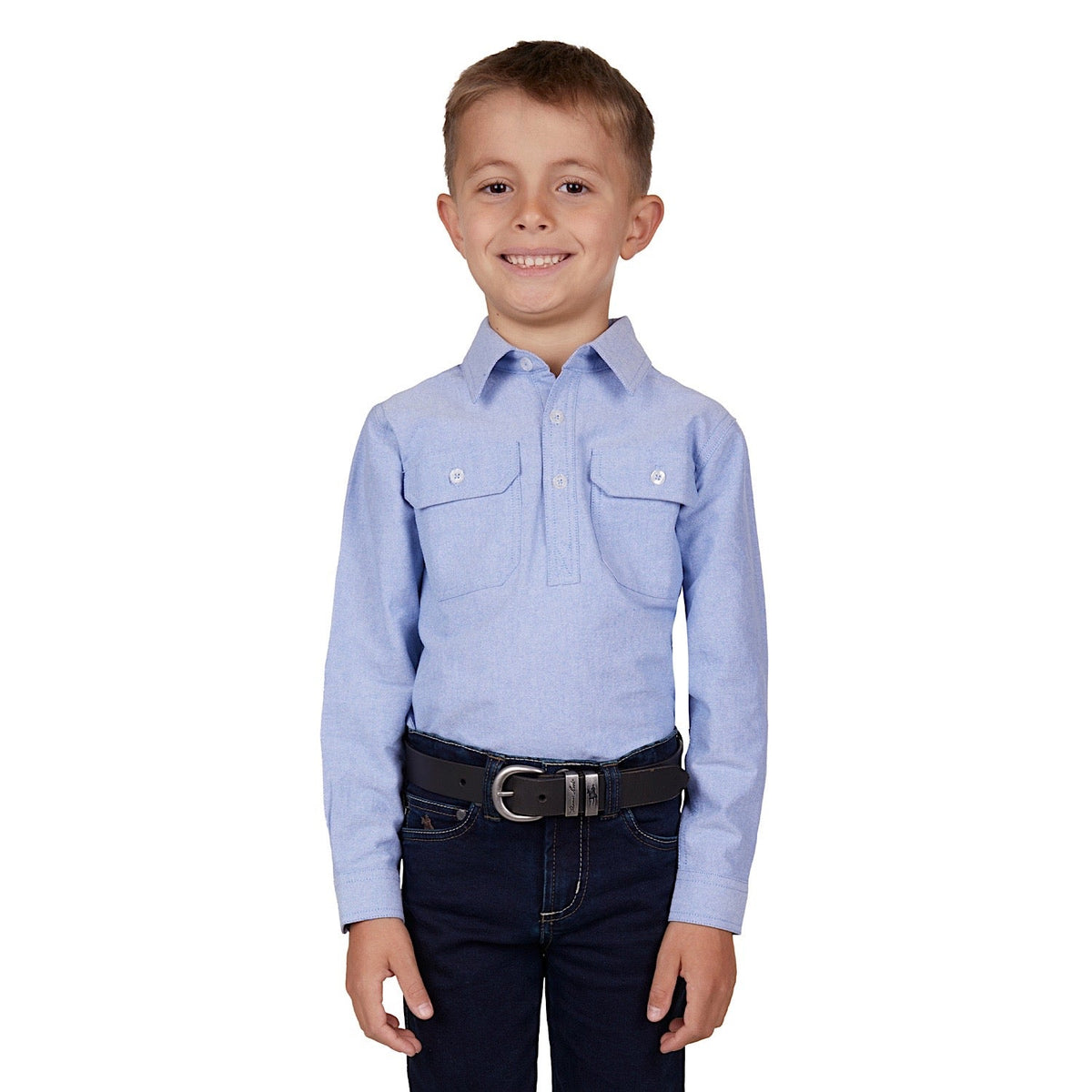 Hard Slog Kids Fred 1/2 Placket Shirt Navy