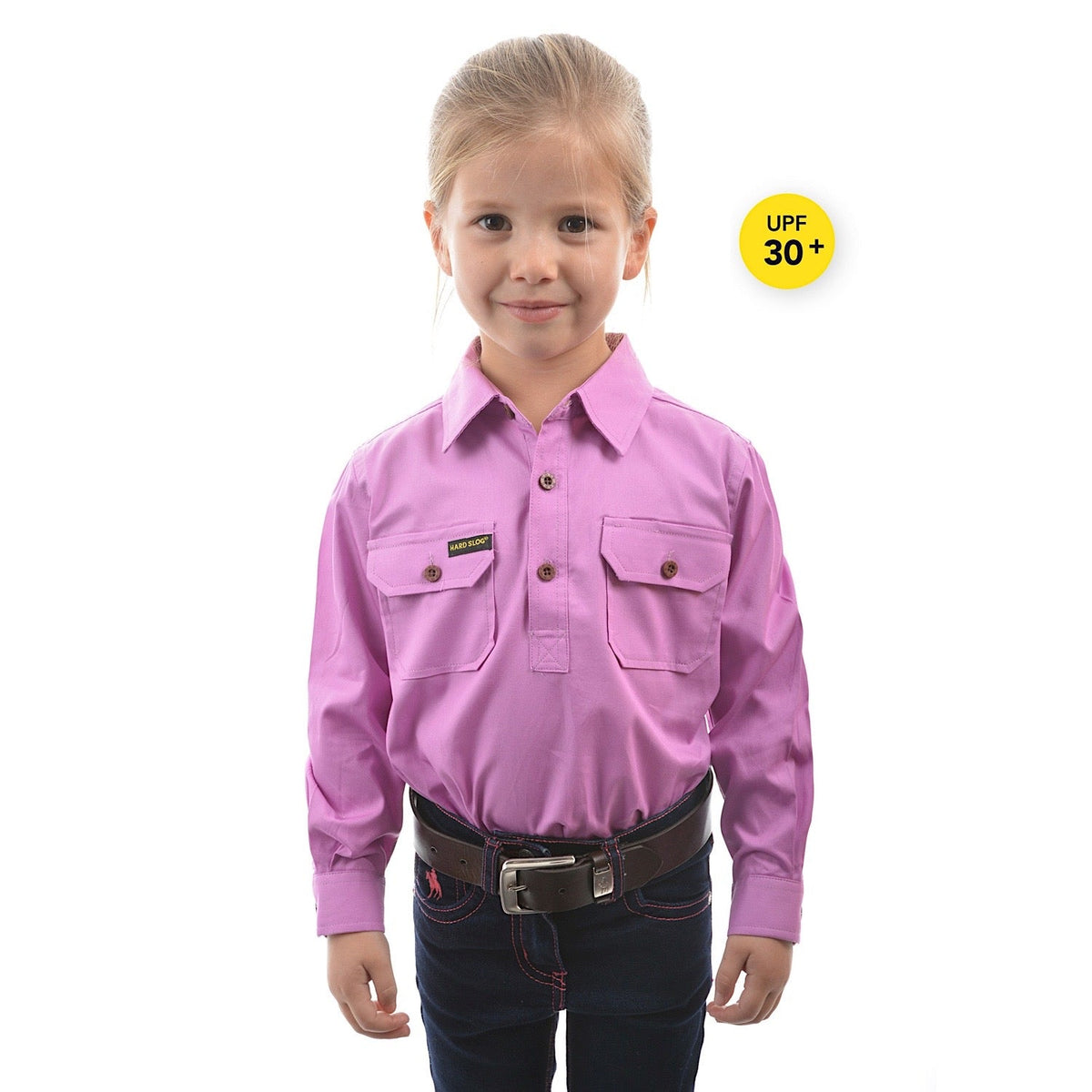 Hard Slog Kid’s Half Placket Light Cotton Shirt - Violet
