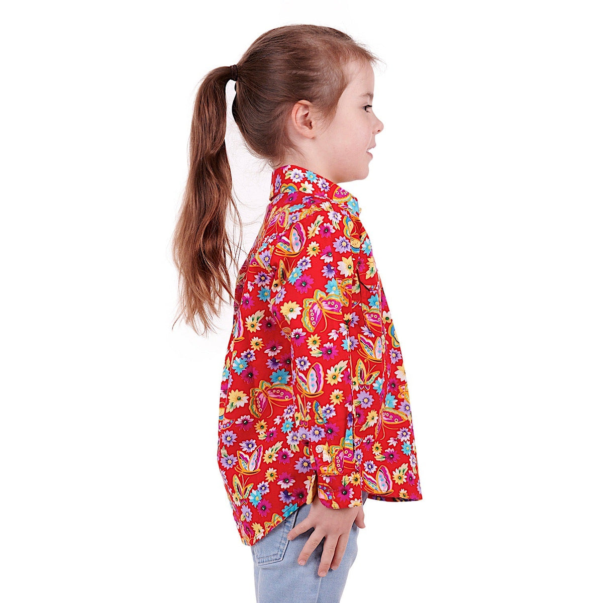 Hard Slog Kids Mirabel Half Placket Shirt Red