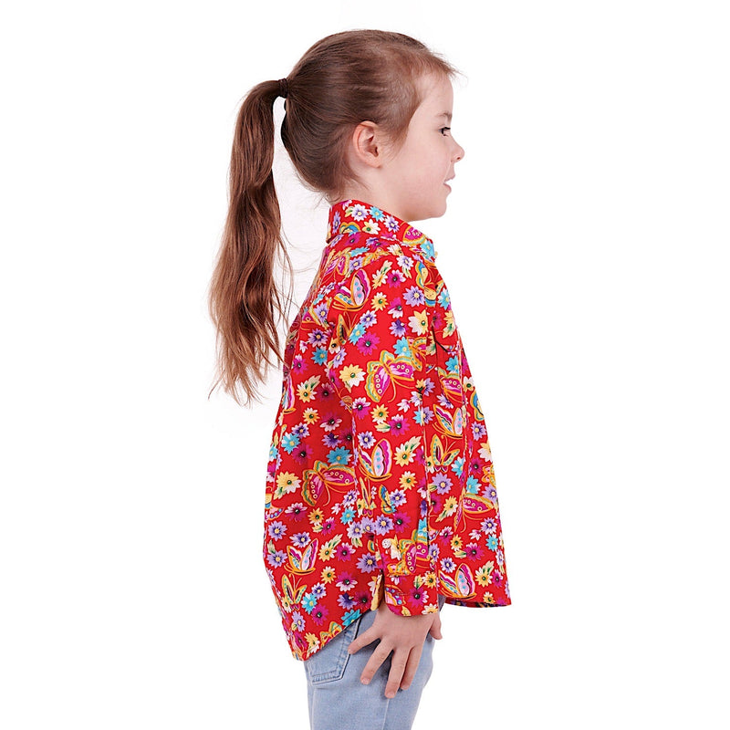 Hard Slog Kids Mirabel Half Placket Shirt Red