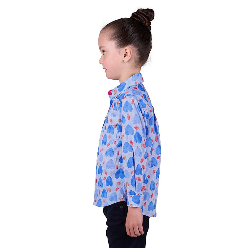 Hard Slog Kid’s Miv Half Placket Long Sleeve Shirt - Blue