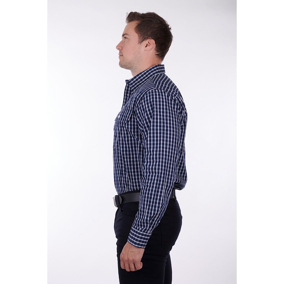 Hard Slog Mens Alon Half Placket Shirt Navy