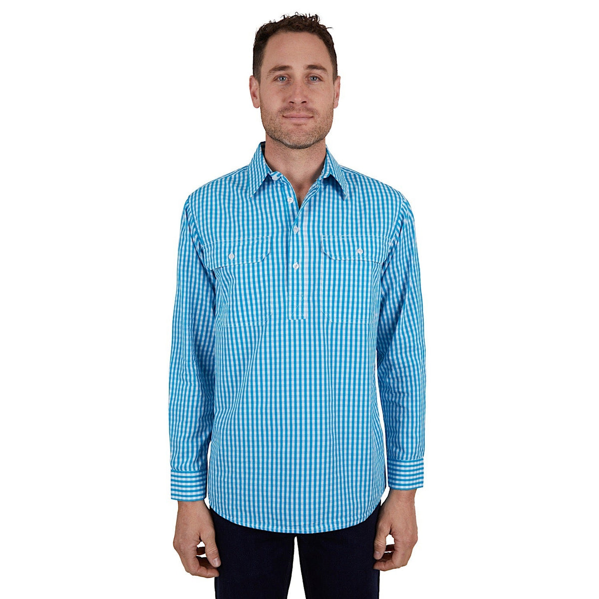Hard Slog Men’s Alonzo Half Placket Shirt - Blue
