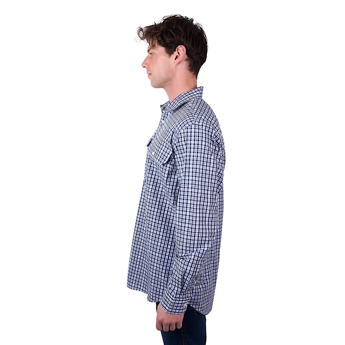 Hard Slog Men’s Coney Half Placket Long Sleeve Shirt - Navy/Blue