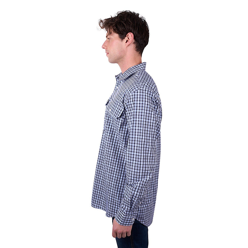 Hard Slog Men’s Coney Half Placket Long Sleeve Shirt - Navy/Blue