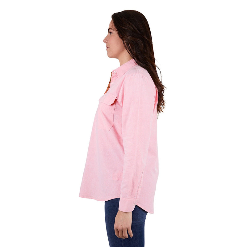 Hard Slog Womens Jas 1/2 Placket Long Sleeve Shirt Pink