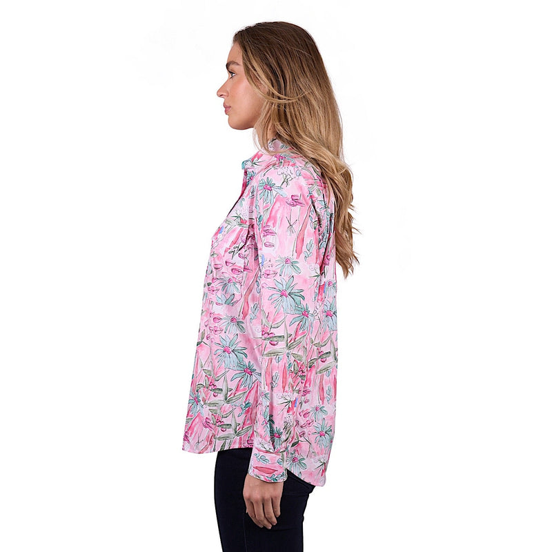 Hard Slog Women’s Mill Half Placket Long Sleeve Shirt - Pink