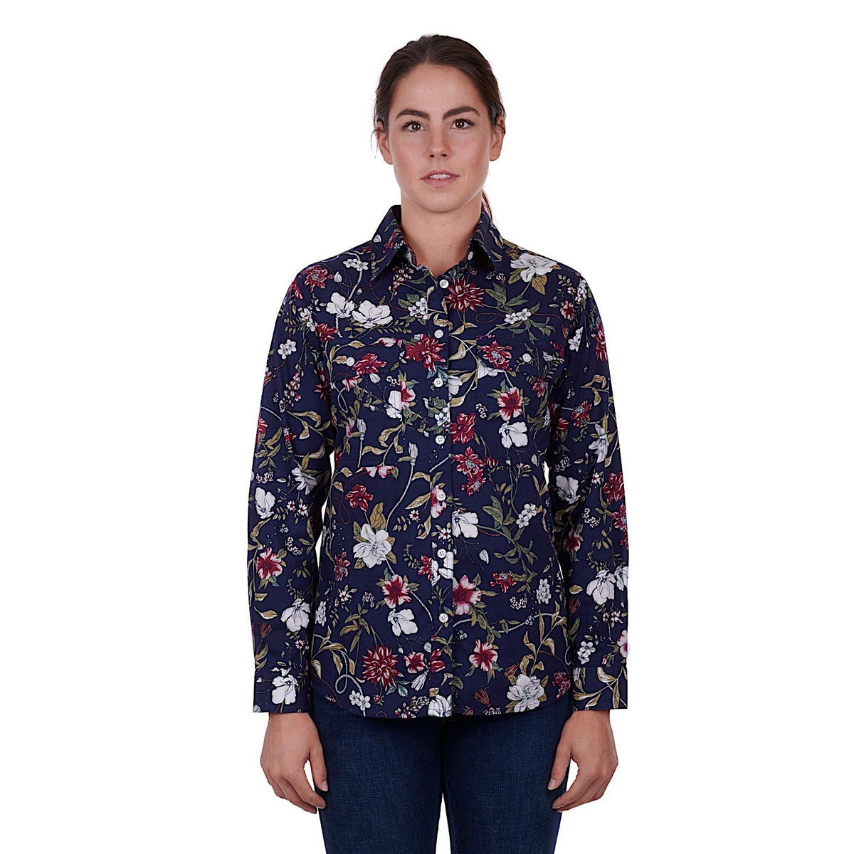 Hard Slog Womens Sarah Full Placket Shirt Navy