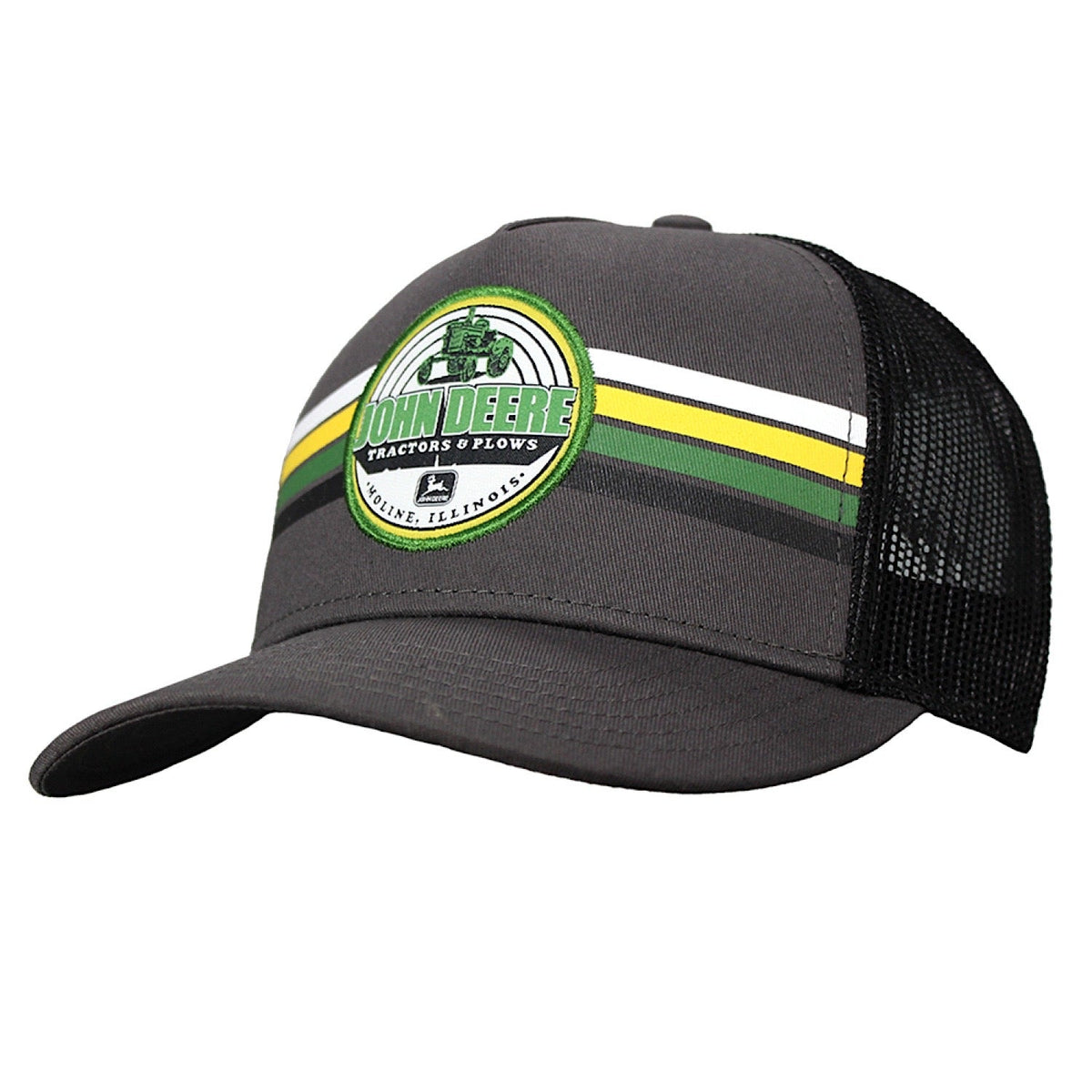 John Deere Twill Trucker Mesh Cap - Charcoal/Stripes