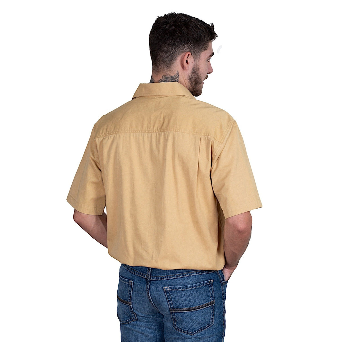 Just Country Mens Adam 1/2 Button Short Sleeve Work Shirt - Sand