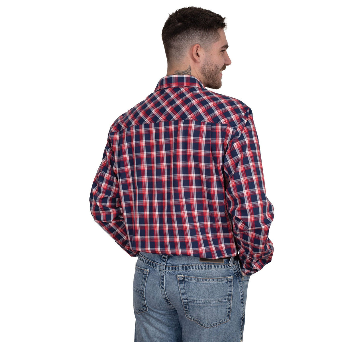 Just Country Men’s Austin Full Button Print Workshirt - Red Plaid