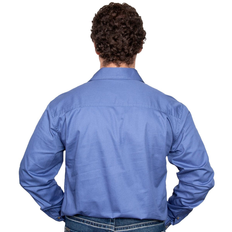 Just Country Mens Cameron 1/2 Button Work Shirt Blue