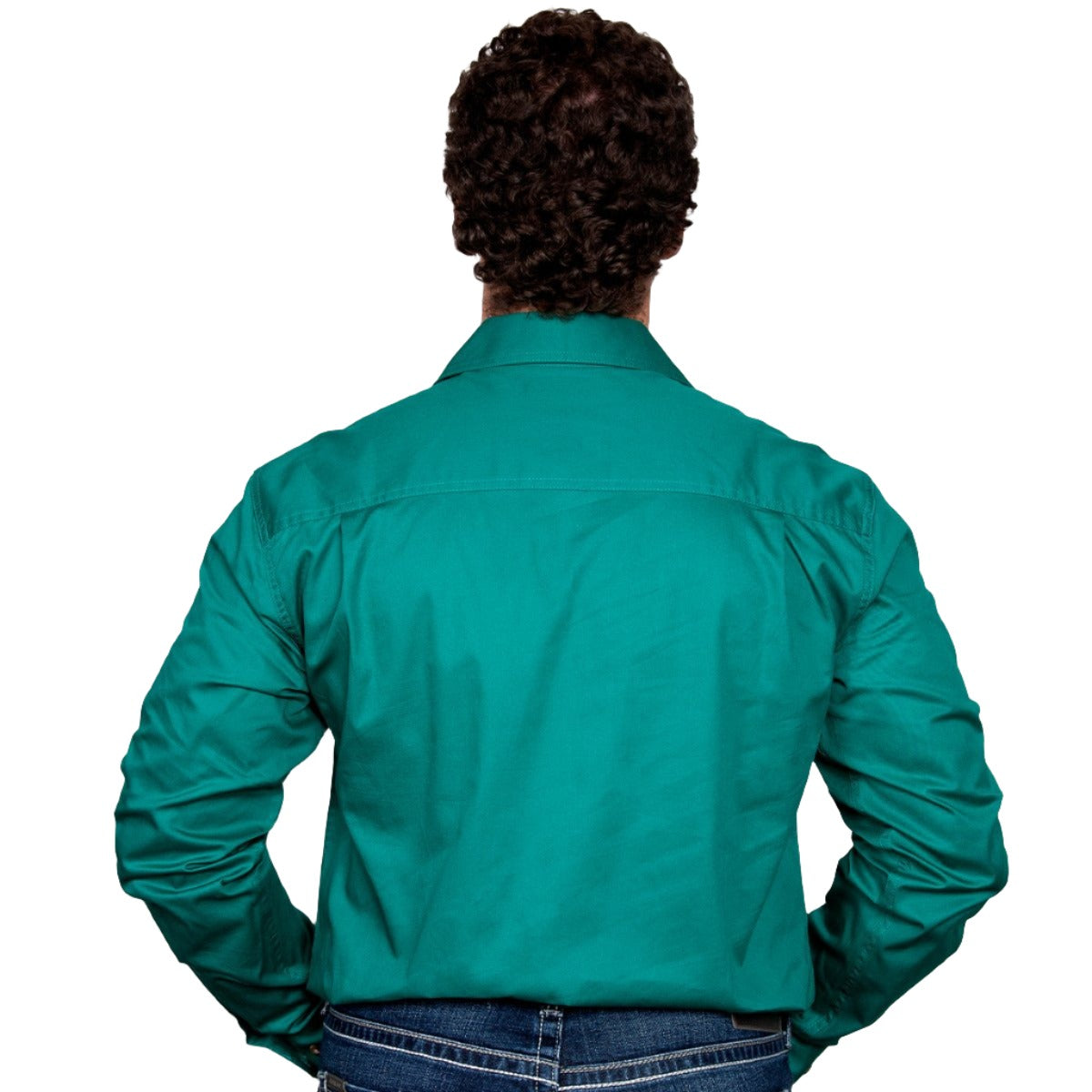 Just Country Mens Cameron 1/2 Button Work Shirt Dark Green