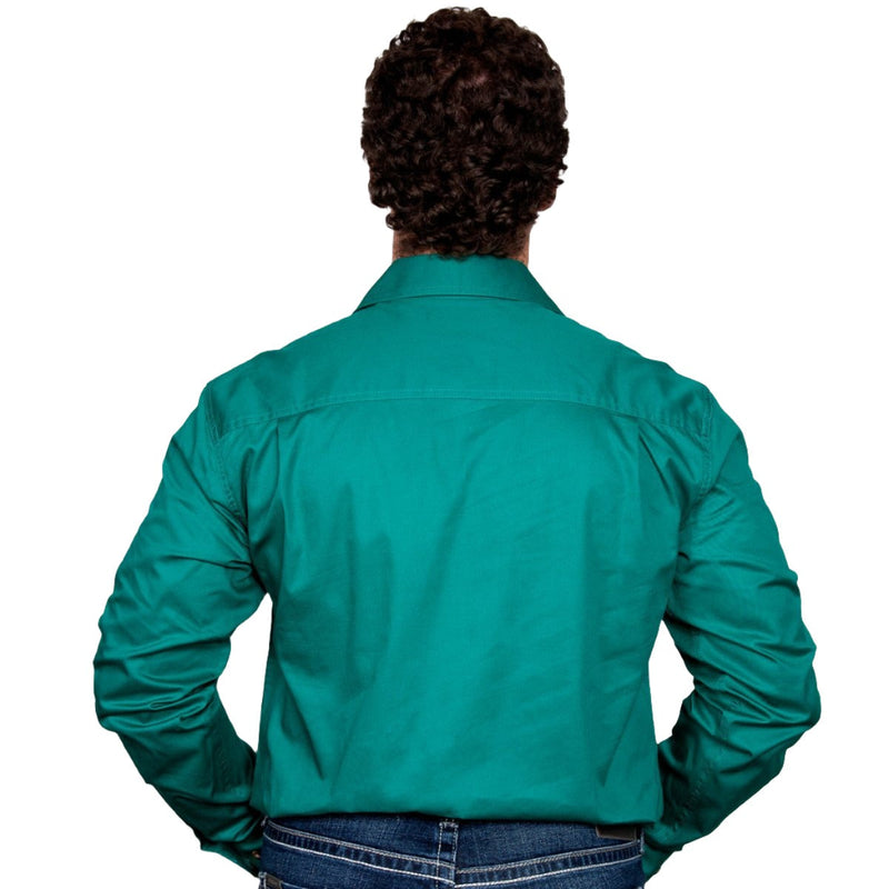 Just Country Mens Cameron 1/2 Button Work Shirt Dark Green