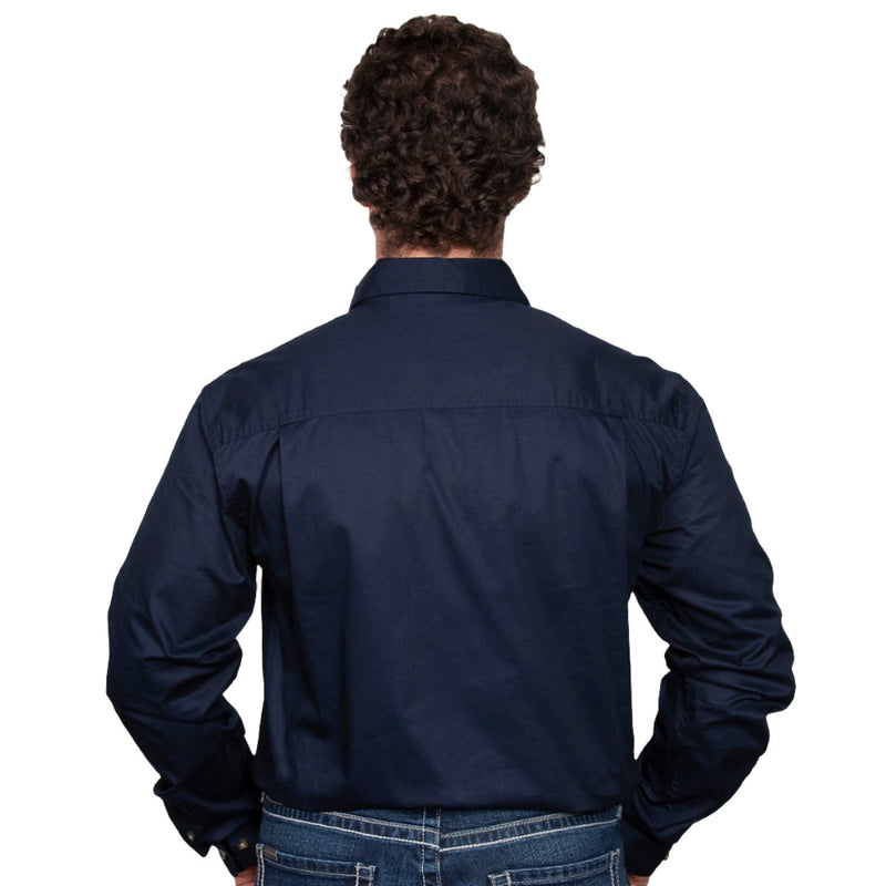 Just Country Mens Cameron 1/2 Button Work Shirt Navy