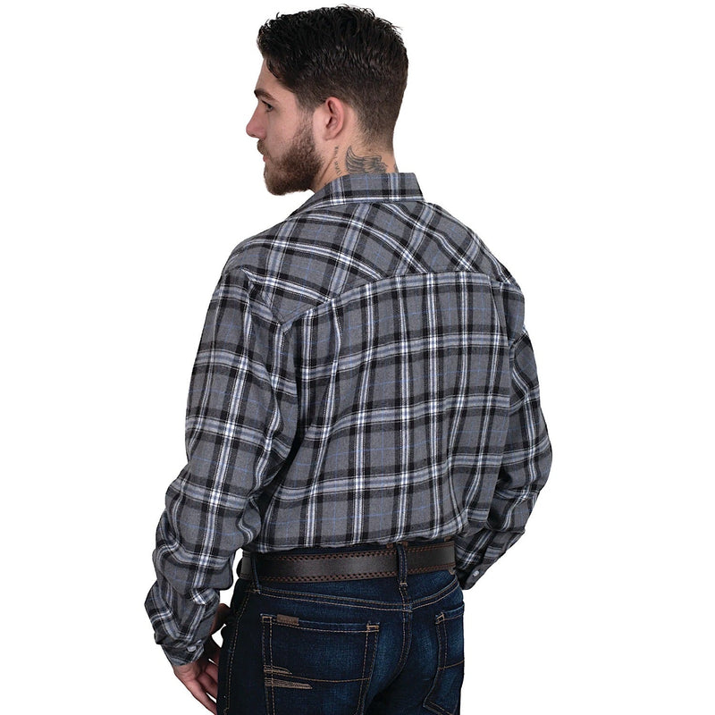 Just Country Men’s Evan Work Shirt Flannel Plaid Grey