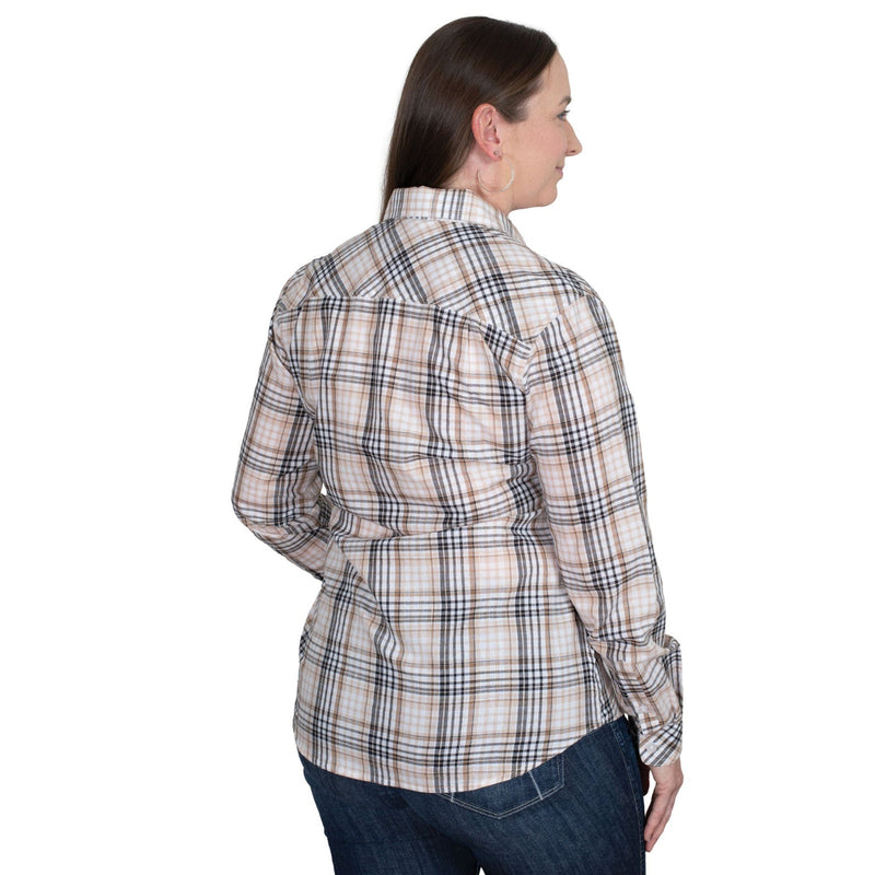 Just Country Women’s Abbey Full Button Print Work Shirt - Fawn Lurex Plaid