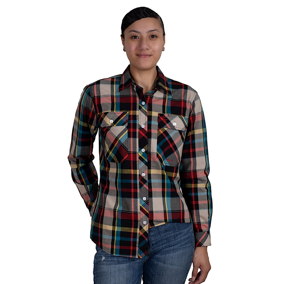 Just Country Women’s Abbey Full Button Print Work Shirt - Vintage Plaid