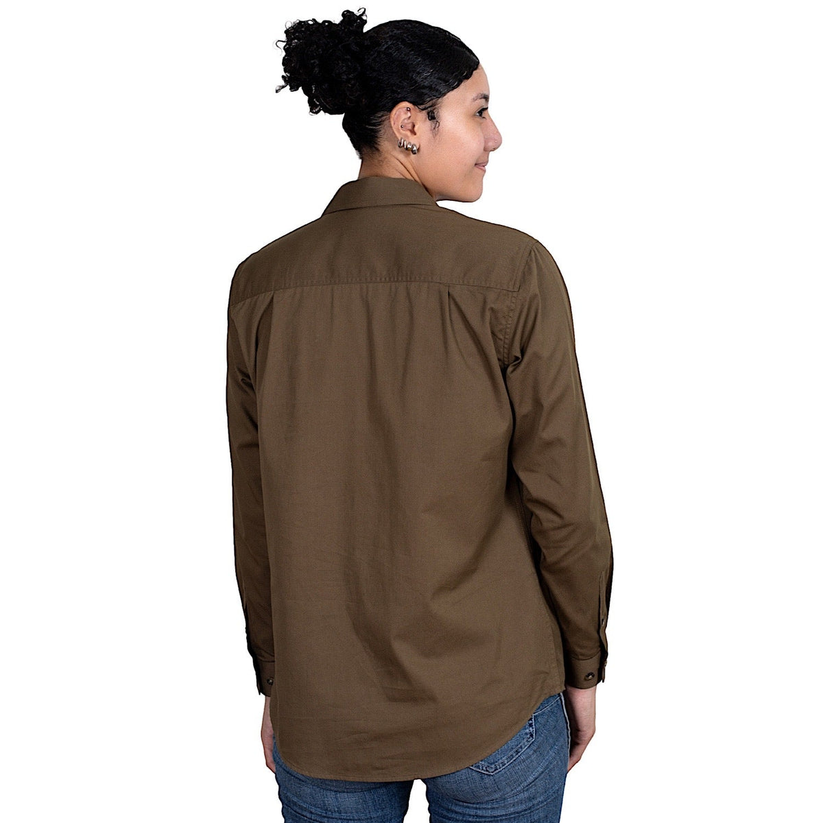 Just Country Women’s Jahna Half Button Work Shirt - Bark