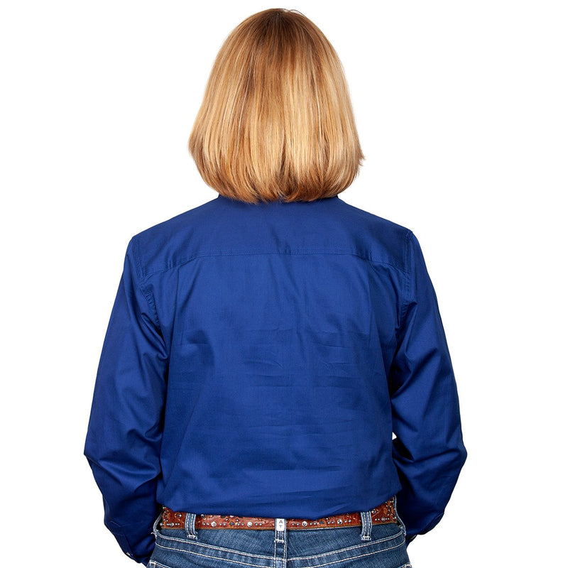 Just Country Womens Jahna Half Button Work Shirt Cobalt