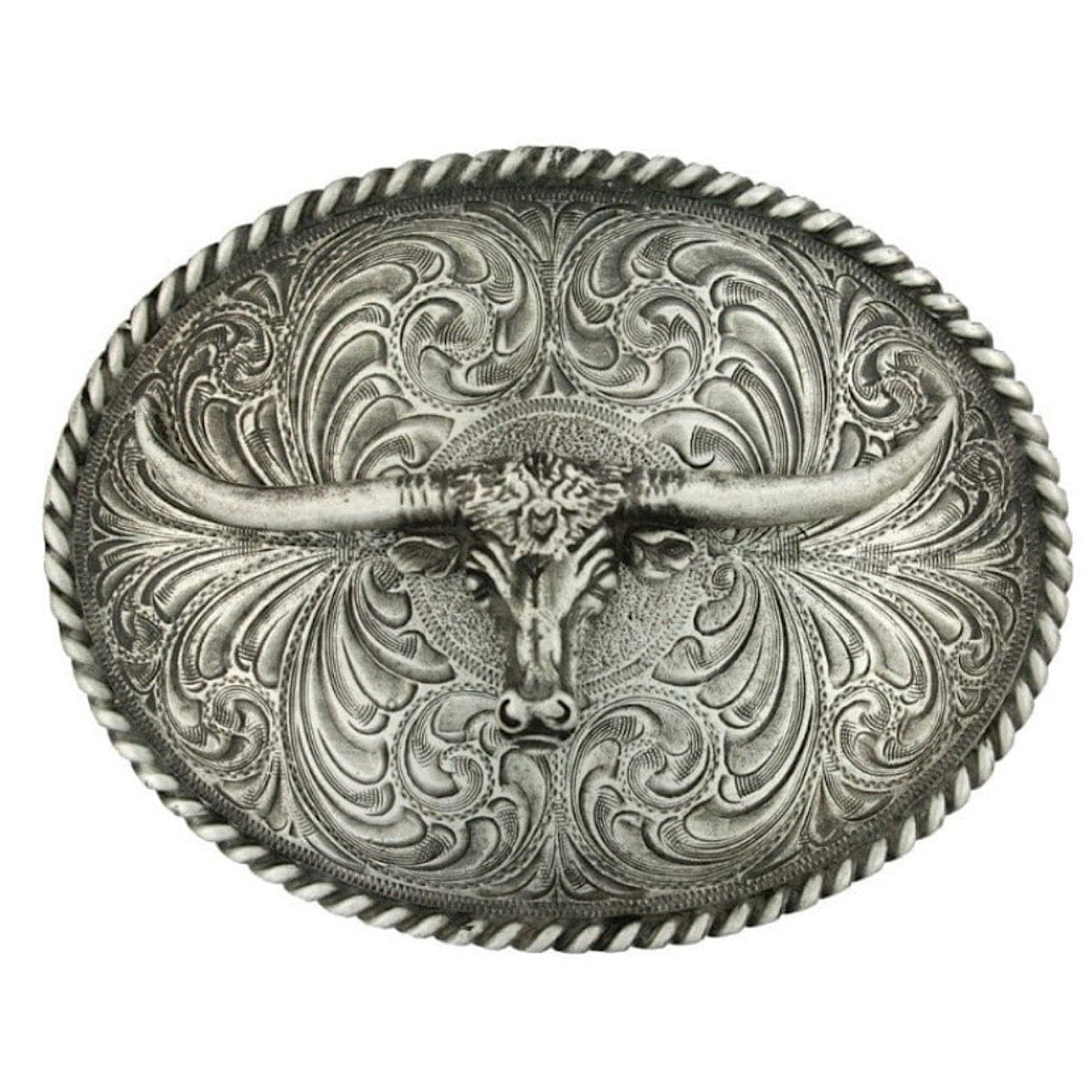 Montana Silversmiths Western Attitude Buckle - Antiqued Steer-head
