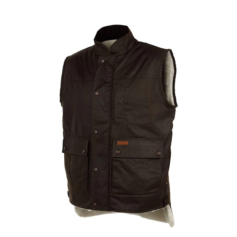 Outback Trading Mens Flemington Oilskin Vest Brown