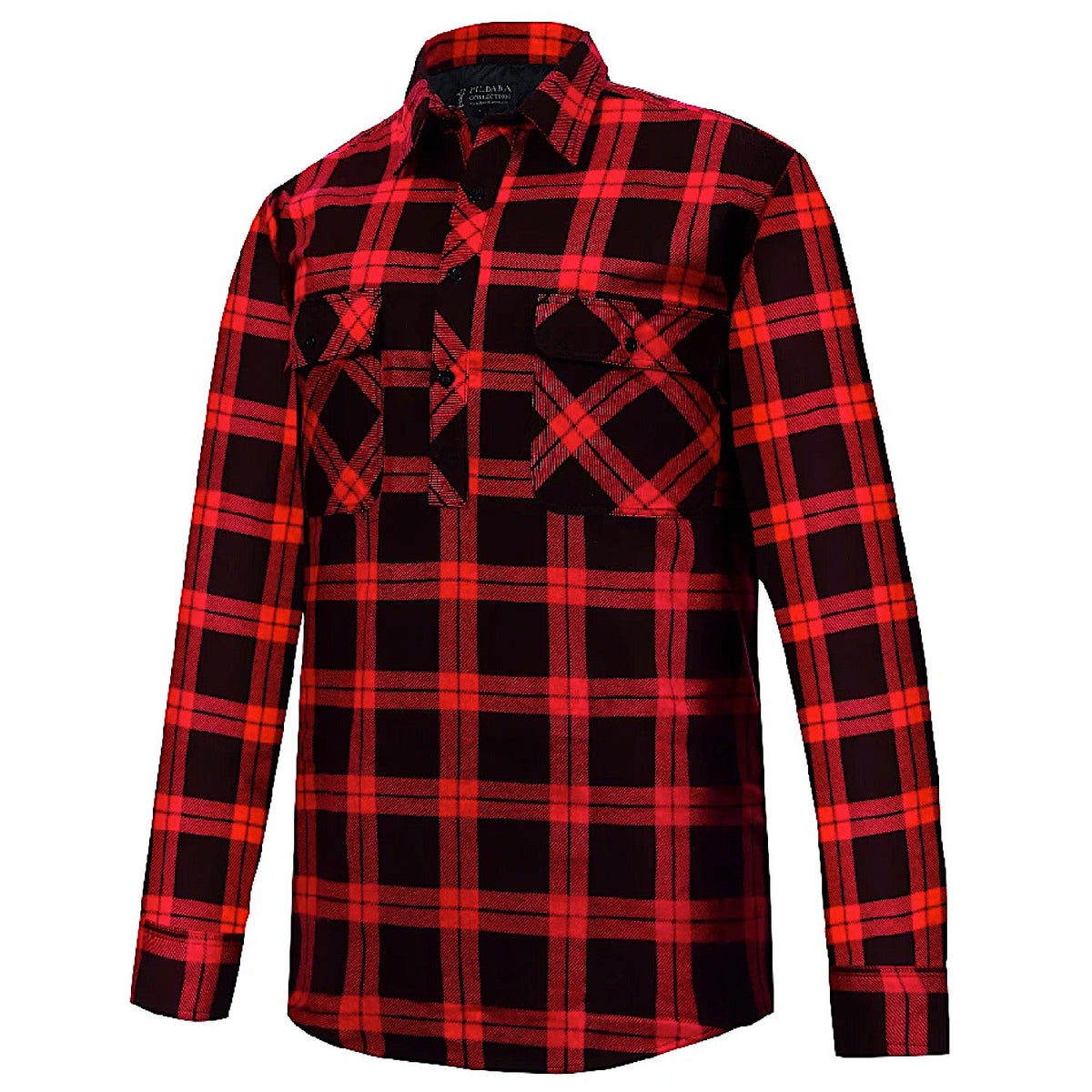 Pilbara Men’s Closed Front Flannelette Shirt - Red / Black
