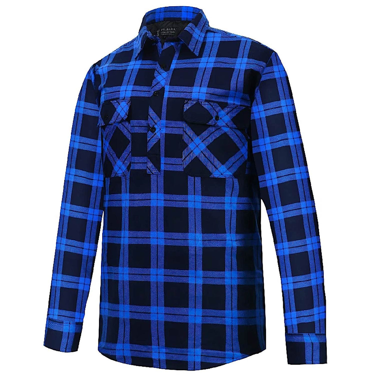 Pilbara Men’s Closed Front Flannelette Shirt - Royal / Navy