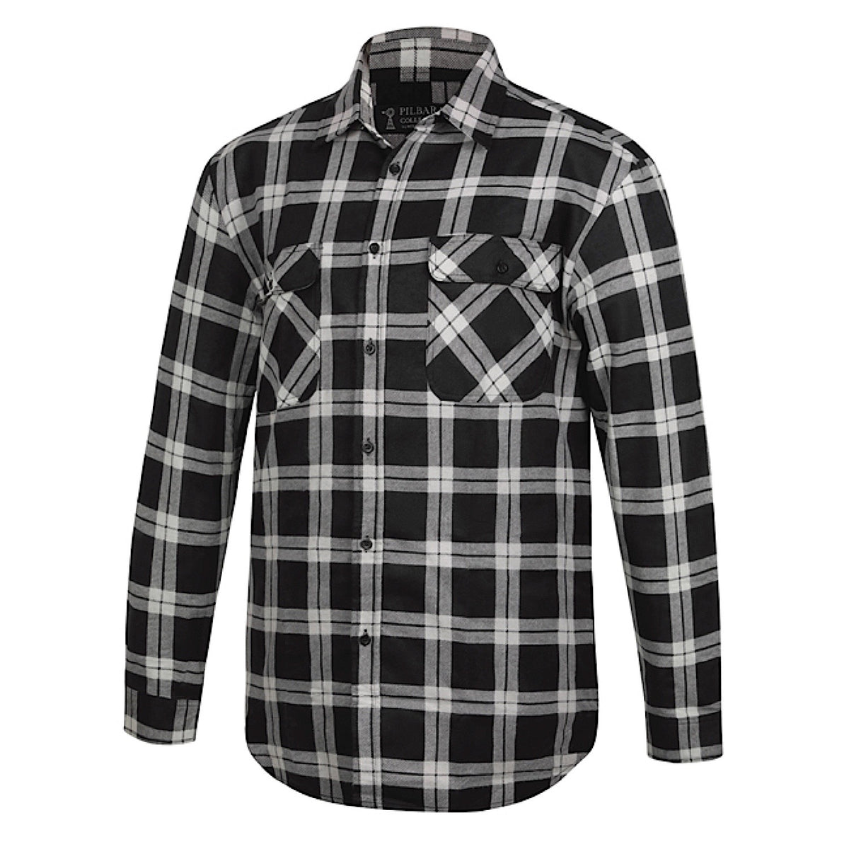 Pilbara Men’s Open Front Flannelette Shirt - Grey/Black