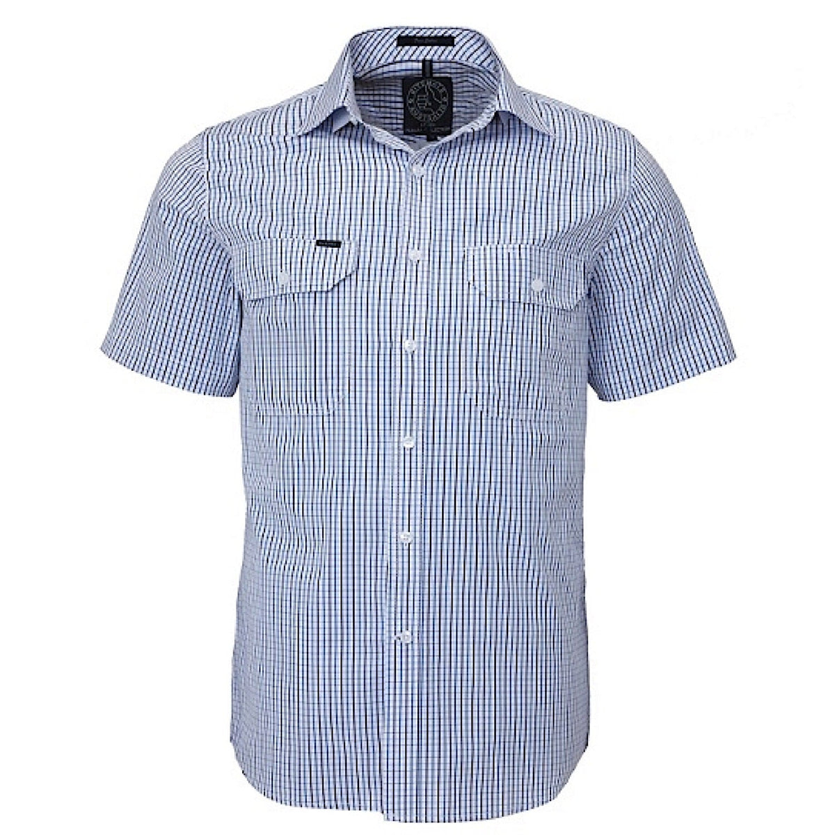 Pilbara Men’s Short Sleeve Shirt - Blue / Navy / White