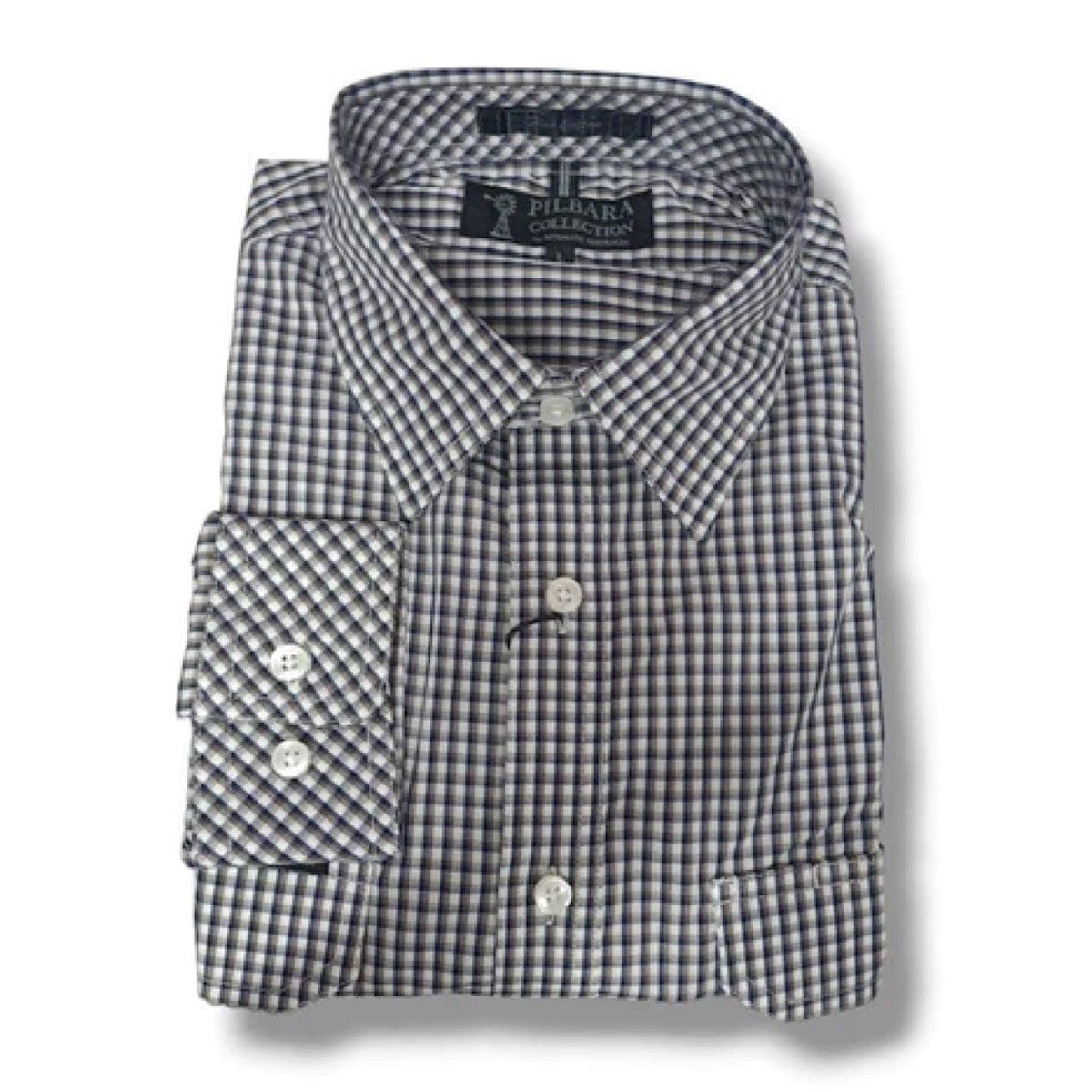 Pilbara Mens Y/D Check S/S Shirt Brown-Navy-White