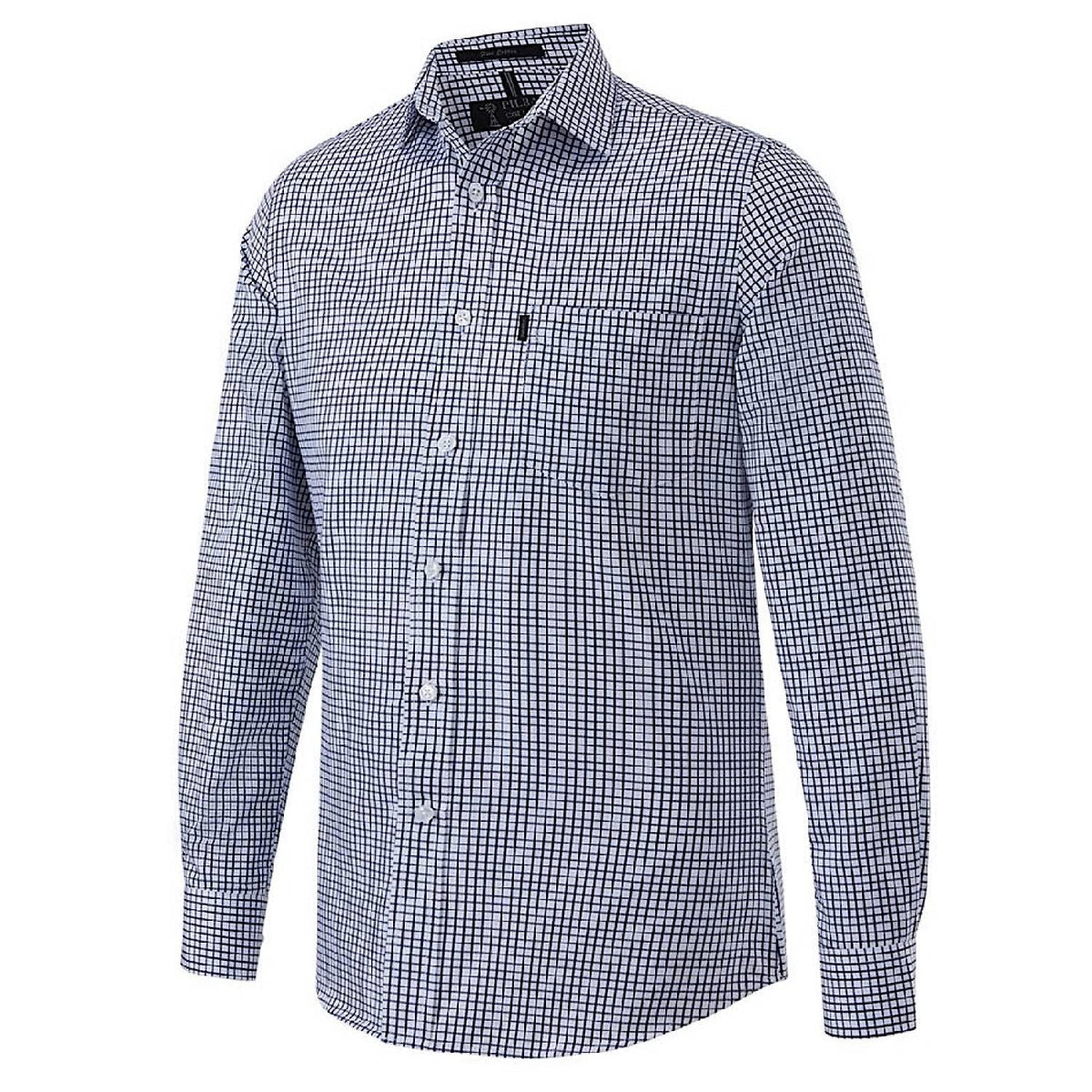 Pilbara Men’s Yarn Dyed Check Shirt - Navy / White