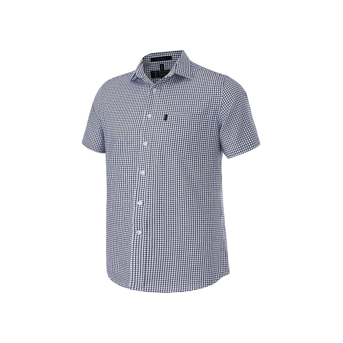 Pilbara Men’s Yarn Dyed Check Single Pocket Short Sleeve Shirt - Navy/White