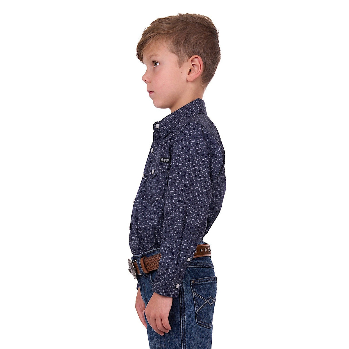 Pure Western Boy’s Jett Shirt Navy/White
