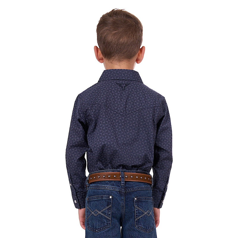 Pure Western Boy’s Jett Shirt Navy/White