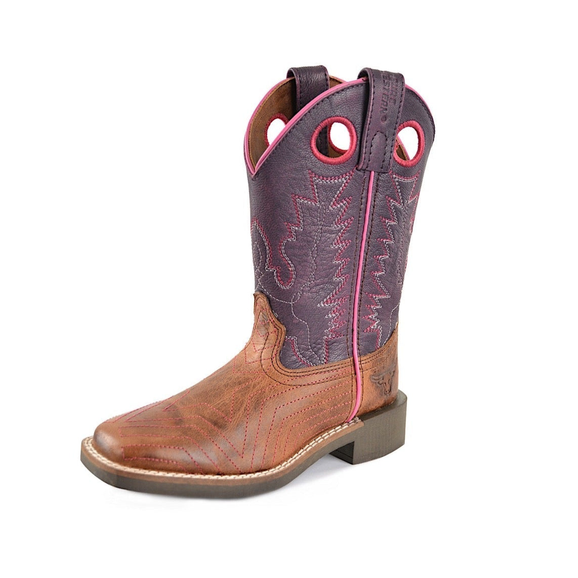 Pure Western CHILDRENS Hadley Boot Oil Distressed Brown/Purple
