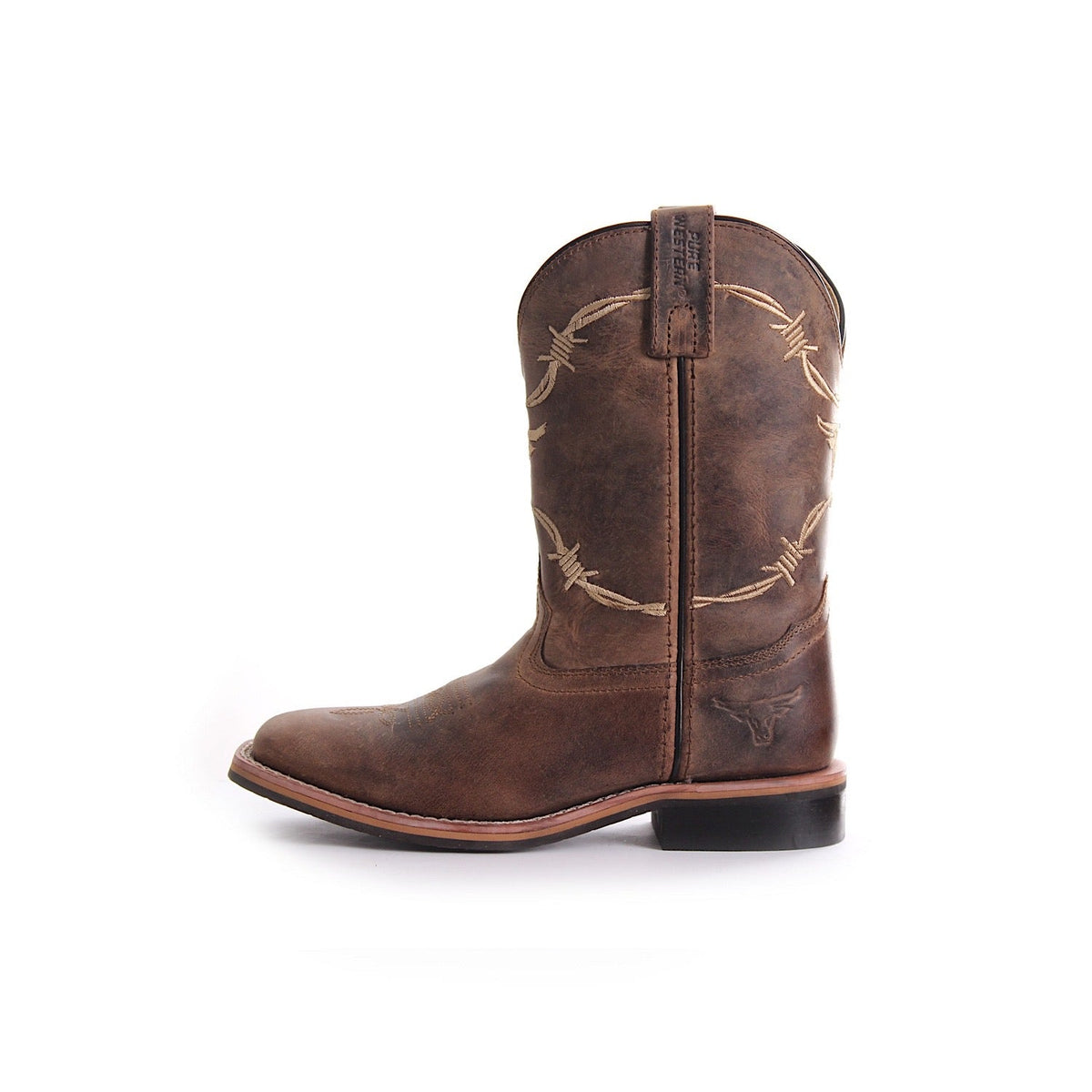 Pure Western CHILDRENS Kit Boot Oil Distress Brown