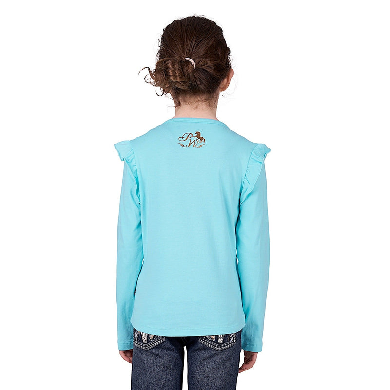 Pure Western Girl’s Kristy Long Sleeve Tee - Sea Green