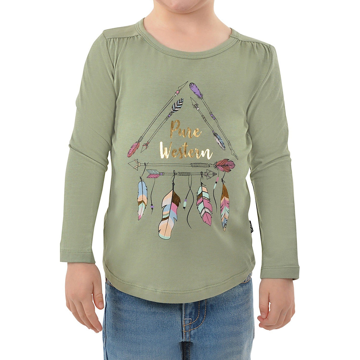 Pure Western Girl’s Spike Long Sleeve Tee -Moss