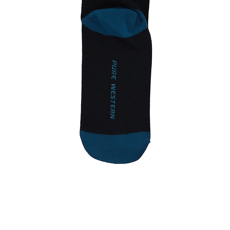 Pure Western Kid’s Crew Socks (Twin Pack) - Black/Teal