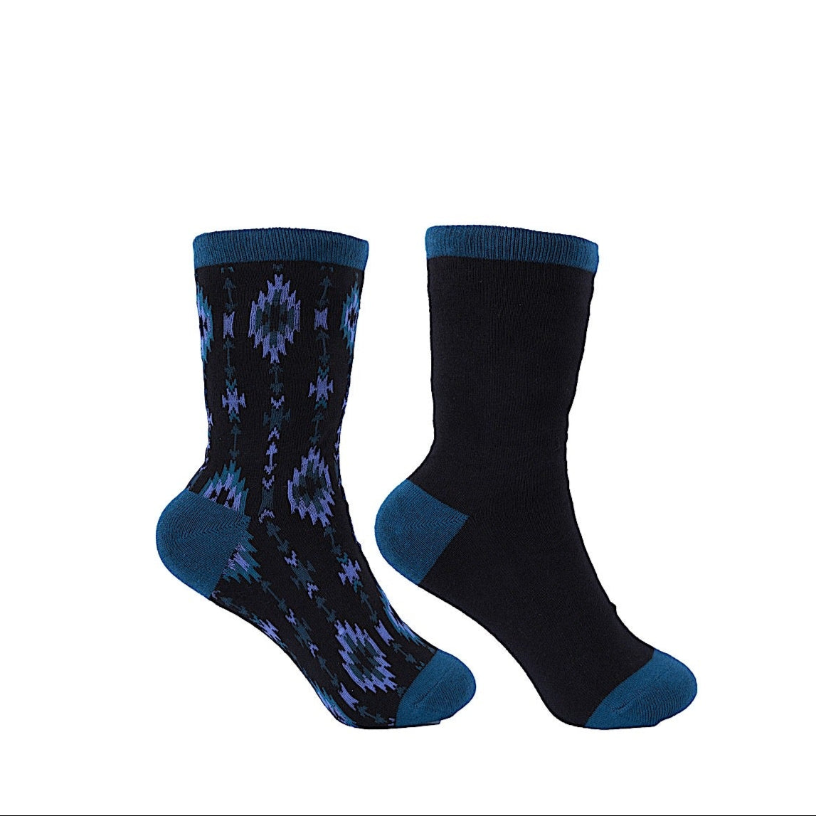 Pure Western Kid’s Crew Socks (Twin Pack) - Black/Teal