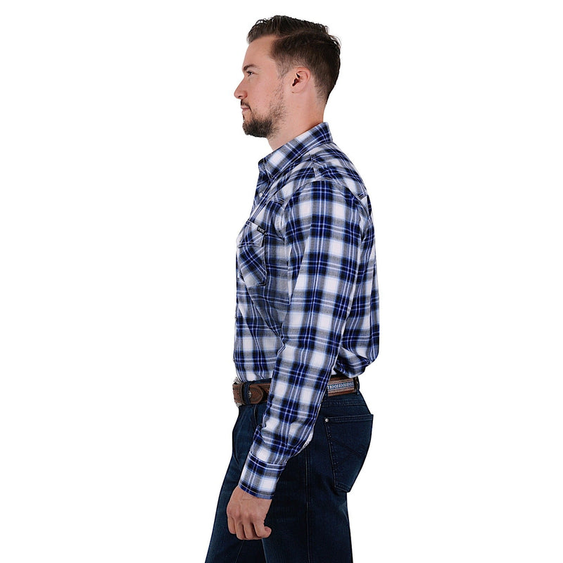 Pure Western Mens Mitchell Shirt-Blue/Black