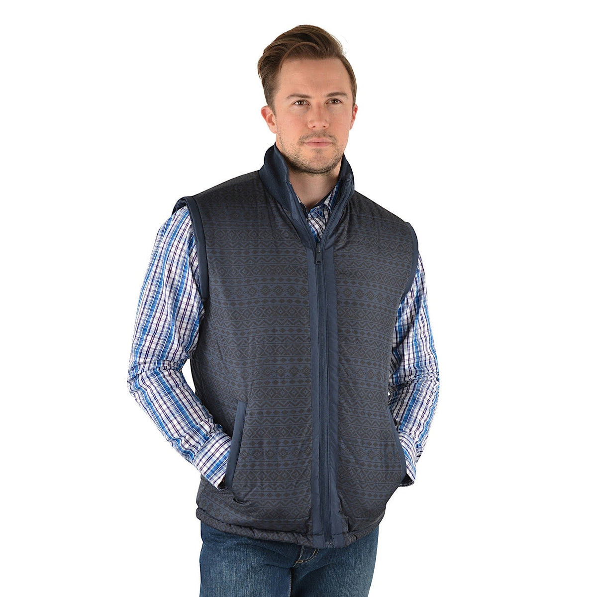 Pure Western Men’s Patterson Reversible Jacket-Navy